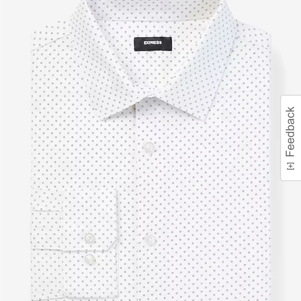 Express Men's White Shirt with Green Dots